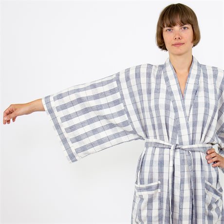 ECO CHECK Kimono, vit/blå
